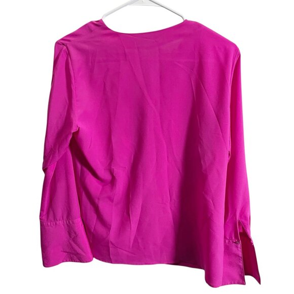 Banana Republic S Bright Pink Ruffled Polyester Blouse - Picture 3 of 4